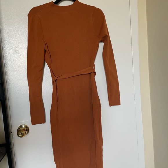 FashionNova Love Sleeved MIDI Bodycon Belted Dress - Picture 2 of 8